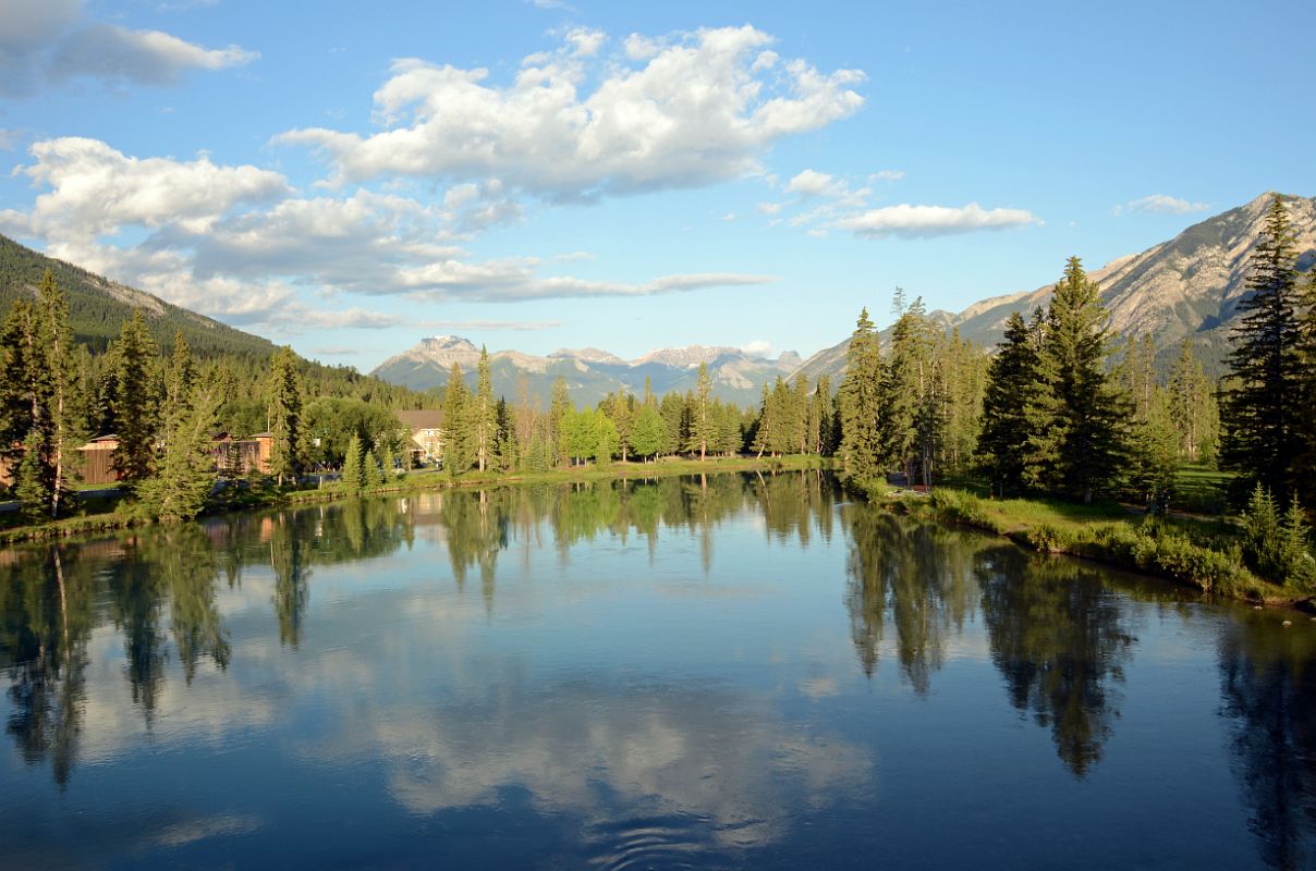 16 Bow River In The Early Morning With Mount Bourgeau Behind From The Bow River Bridge In Banff In Summer